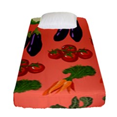 Vegetable Carrot Tomato Pumpkin Eggplant Fitted Sheet (single Size) by Mariart