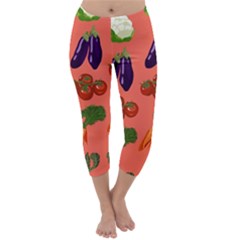 Vegetable Carrot Tomato Pumpkin Eggplant Capri Winter Leggings  by Mariart