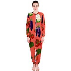 Vegetable Carrot Tomato Pumpkin Eggplant Onepiece Jumpsuit (ladies)  by Mariart