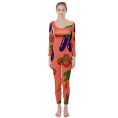 Vegetable Carrot Tomato Pumpkin Eggplant Long Sleeve Catsuit by Mariart