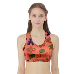 Vegetable Carrot Tomato Pumpkin Eggplant Sports Bra With Border by Mariart