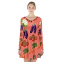 Vegetable Carrot Tomato Pumpkin Eggplant Long Sleeve Velvet V-neck Dress View1