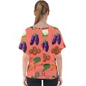 Vegetable Carrot Tomato Pumpkin Eggplant V-Neck Dolman Drape Top View2