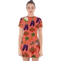 Vegetable Carrot Tomato Pumpkin Eggplant Drop Hem Mini Chiffon Dress View1