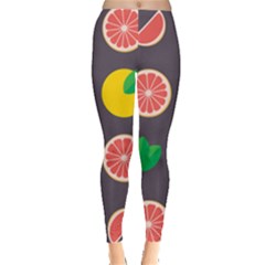 Wild Textures Grapefruits Pattern Lime Orange Leggings  by Mariart