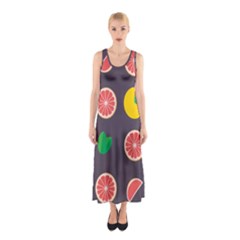 Wild Textures Grapefruits Pattern Lime Orange Sleeveless Maxi Dress by Mariart