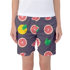 Wild Textures Grapefruits Pattern Lime Orange Women s Basketball Shorts