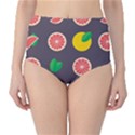 Wild Textures Grapefruits Pattern Lime Orange High-Waist Bikini Bottoms View1