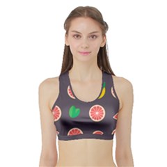 Wild Textures Grapefruits Pattern Lime Orange Sports Bra With Border