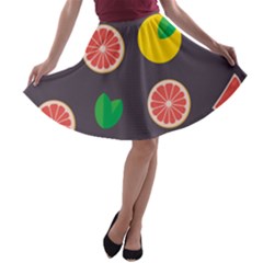 Wild Textures Grapefruits Pattern Lime Orange A-line Skater Skirt by Mariart