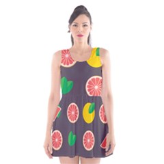 Wild Textures Grapefruits Pattern Lime Orange Scoop Neck Skater Dress