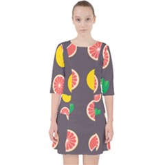 Wild Textures Grapefruits Pattern Lime Orange Pocket Dress