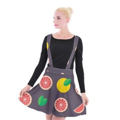 Wild Textures Grapefruits Pattern Lime Orange Suspender Skater Skirt