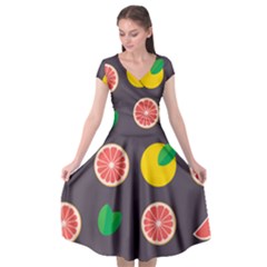 Wild Textures Grapefruits Pattern Lime Orange Cap Sleeve Wrap Front Dress by Mariart