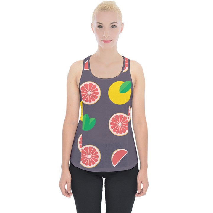 Wild Textures Grapefruits Pattern Lime Orange Piece Up Tank Top