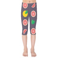 Wild Textures Grapefruits Pattern Lime Orange Kids  Capri Leggings  by Mariart