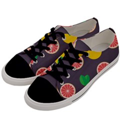 Wild Textures Grapefruits Pattern Lime Orange Men s Low Top Canvas Sneakers