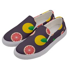 Wild Textures Grapefruits Pattern Lime Orange Men s Canvas Slip Ons