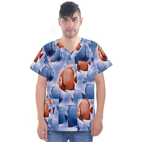 Swim Fish Men s V-neck Scrub Top by Mariart