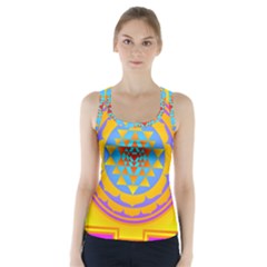 Triangle Orange Pink Racer Back Sports Top