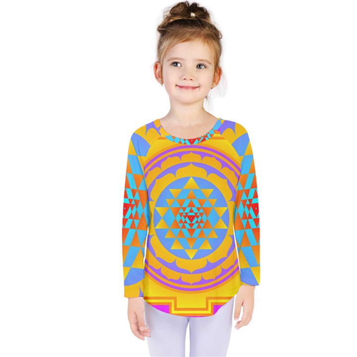 Triangle Orange Pink Kids  Long Sleeve Tee