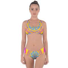 Triangle Orange Pink Criss Cross Bikini Set