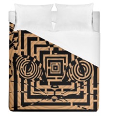 Wooden Cat Face Line Arrow Mask Plaid Duvet Cover (queen Size)