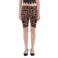 Wooden Cat Face Line Arrow Mask Plaid Yoga Cropped Leggings