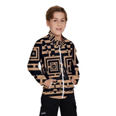 Wooden Cat Face Line Arrow Mask Plaid Wind Breaker (kids)