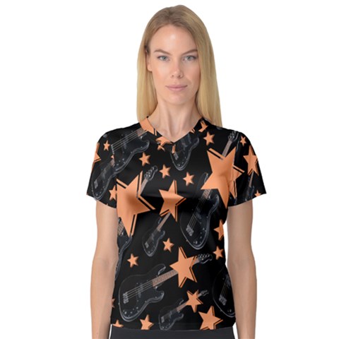 Guitar Star Rain V-neck Sport Mesh Tee by SpaceyQT