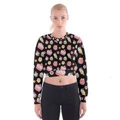 Sweet Pattern Cropped Sweatshirt by Valentinaart