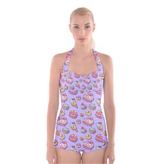 Sweet Pattern Boyleg Halter Swimsuit  by Valentinaart