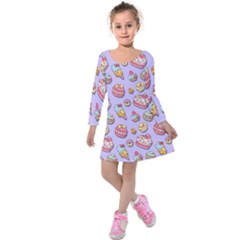 Sweet Pattern Kids  Long Sleeve Velvet Dress by Valentinaart