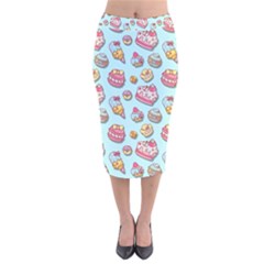 Sweet Pattern Velvet Midi Pencil Skirt by Valentinaart