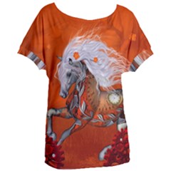 Steampunk, Wonderful Wild Steampunk Horse Women s Oversized Tee by FantasyWorld7