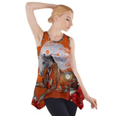 Steampunk, Wonderful Wild Steampunk Horse Side Drop Tank Tunic by FantasyWorld7