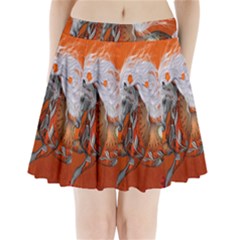 Steampunk, Wonderful Wild Steampunk Horse Pleated Mini Skirt by FantasyWorld7