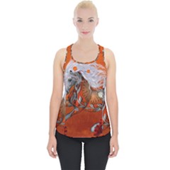 Steampunk, Wonderful Wild Steampunk Horse Piece Up Tank Top