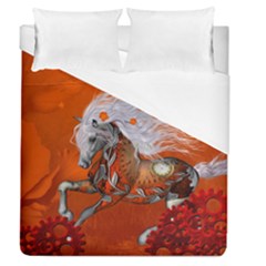 Steampunk, Wonderful Wild Steampunk Horse Duvet Cover (queen Size) by FantasyWorld7