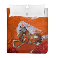 Steampunk, Wonderful Wild Steampunk Horse Duvet Cover Double Side (full/ Double Size) by FantasyWorld7