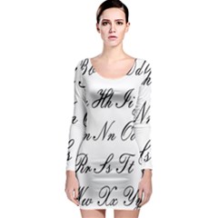 Alphabet Embassy Font Long Sleeve Bodycon Dress