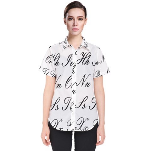 Alphabet Embassy Font Women s Short Sleeve Shirt by Mariart