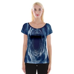 Worm Hole Line Space Blue Cap Sleeve Tops by Mariart