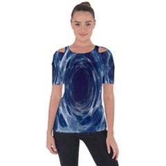 Worm Hole Line Space Blue Short Sleeve Top