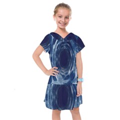 Worm Hole Line Space Blue Kids  Drop Waist Dress by Mariart