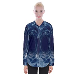 Worm Hole Line Space Blue Womens Long Sleeve Shirt