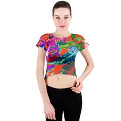 Aloha Hawaiian Flower Floral Sexy Summer Orange Crew Neck Crop Top by Mariart