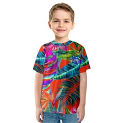 Aloha Hawaiian Flower Floral Sexy Summer Orange Kids  Sport Mesh Tee