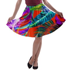 Aloha Hawaiian Flower Floral Sexy Summer Orange A-line Skater Skirt by Mariart