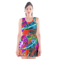 Aloha Hawaiian Flower Floral Sexy Summer Orange Scoop Neck Skater Dress by Mariart